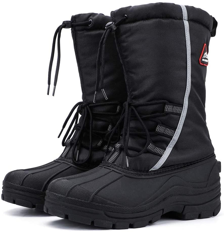  riemot Waterproof Snow Boots for Women Insulated Winter Boots  Mid-Calf Warm Walking Booties Outdoor Anti-Slip Lightweight Shoes Black EU  36/US 5